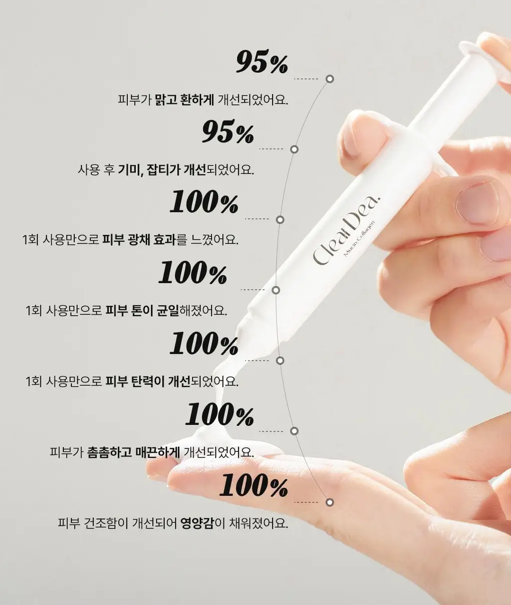 [광채탄력] 클리어디어 뮤신 콜라겐 볼류밍 크림 앰플 4ml 2개입 상세페이지 16